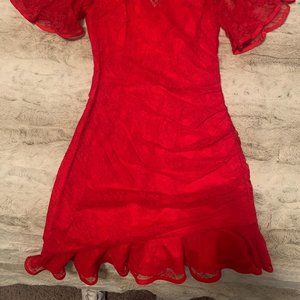 Scarlet red delicate lace mini